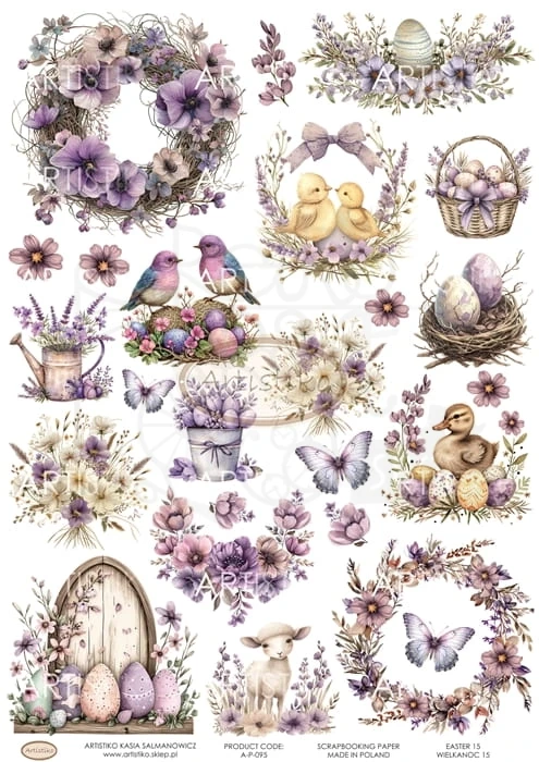 Papier do scrapbookingu A4 dodatki do wycinania Wielkanoc 15 A-P-095 Artistiko