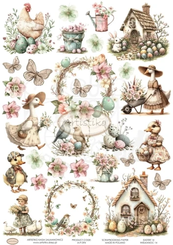 Papier do scrapbookingu A4 dodatki do wycinania Wielkanoc 14 A-P-094 Artistiko