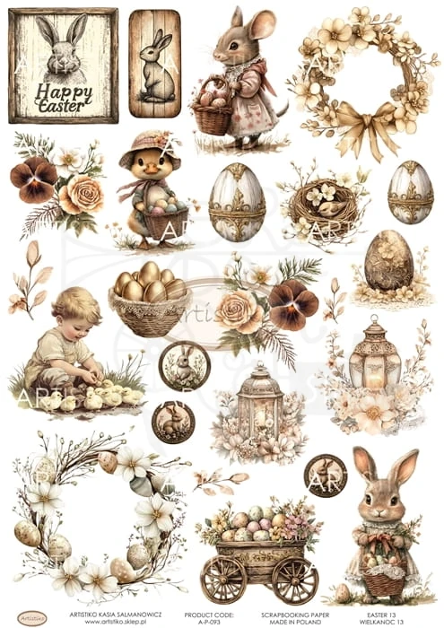 Papier do scrapbookingu A4 dodatki do wycinania Wielkanoc 13 A-P-093 Artistiko