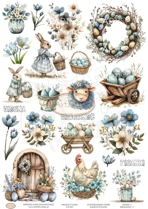 Papier do scrapbookingu A4 dodatki do wycinania Wielkanoc 11 A-P-091 Artistiko