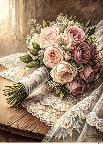 Papier ryżowy do decoupage A5 Bukiet róże vintage 17721