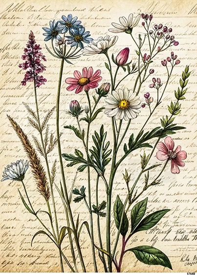 Papier ryżowy do decoupage A5 Zielnik retro 17649