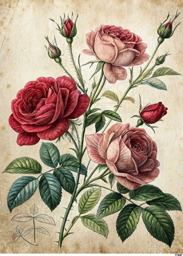 Papier ryżowy do decoupage A5 Róże retro 17647