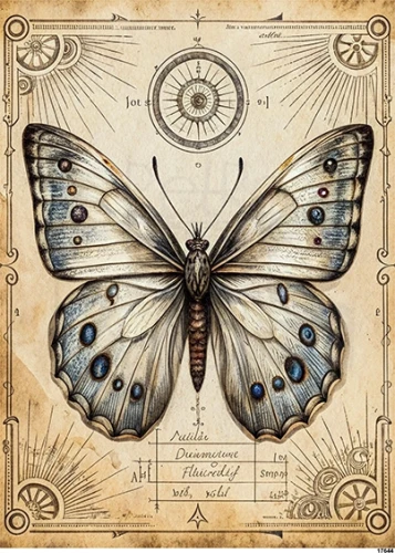 Papier ryżowy do decoupage A5 Motyl retro 17644