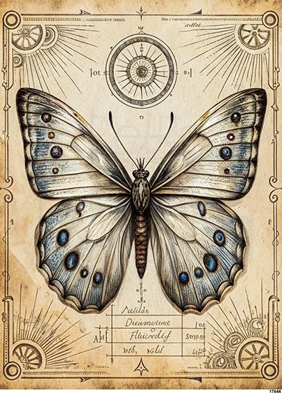 Papier ryżowy do decoupage A5 Motyl retro 17644