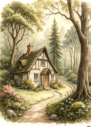 Papier ryżowy do decoupage A5 Chatka w lesie 17557