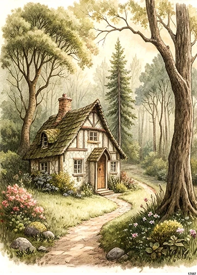 Papier ryżowy do decoupage A5 Chatka w lesie 17557