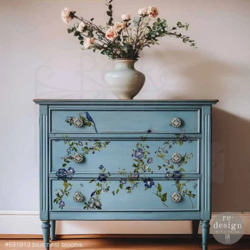 Rub-on Decor Transfer Middy 21.5x27.9cm Blue Nest Blooms 3 arkusze 681913 Prima