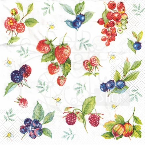Serwetka 33x33 - Truskawki maliny i borówki
