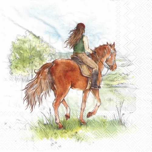 Serwetka 33x33 - Dziewczyna na koniu