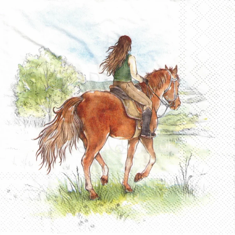 Serwetka 33x33 - Dziewczyna na koniu