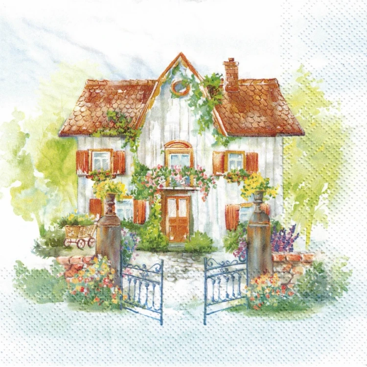 Serwetka 33x33 - Domek z ogrodem