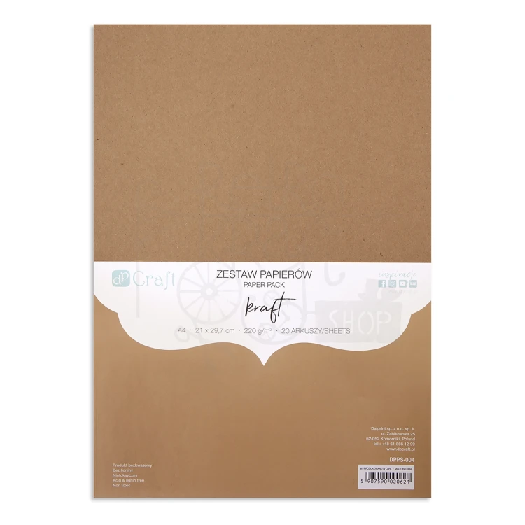 Zestaw papierów kraft A4 220g 20 arkuszy DPPS-004 dpCraft