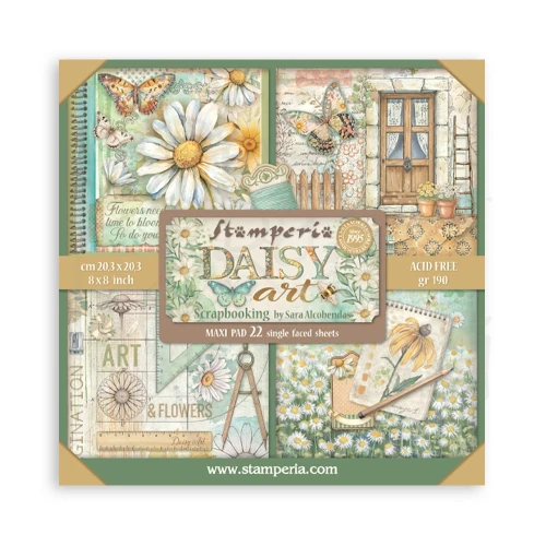 Zestaw papierów jednostronnych do scrapbookingu 20x20 Daisy Art 22 arkusze SBBSXB22 Stamperia