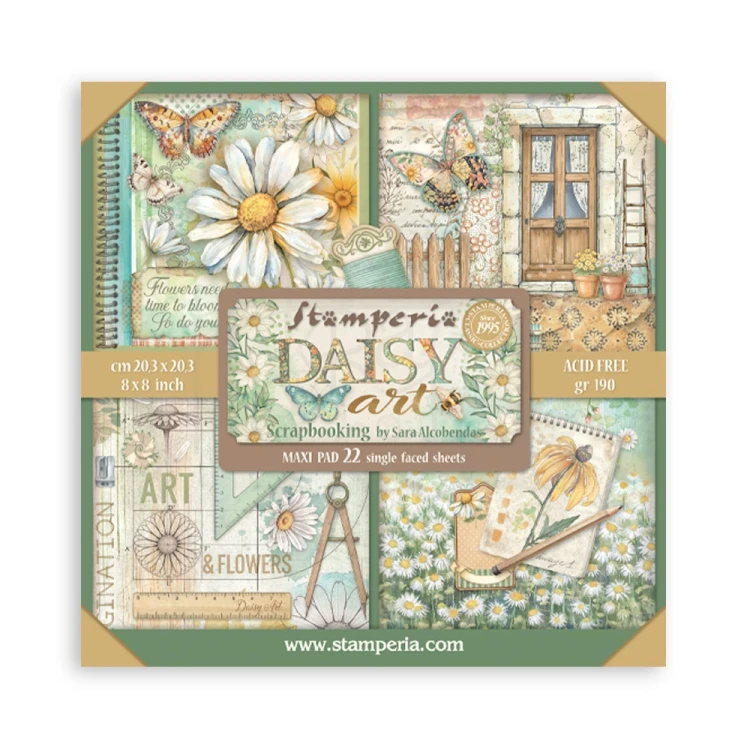Zestaw papierów jednostronnych do scrapbookingu 20x20 Daisy Art 22 arkusze SBBSXB22 Stamperia