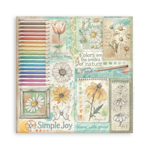 Zestaw papierów jednostronnych do scrapbookingu 20x20 Daisy Art 22 arkusze SBBSXB22 Stamperia