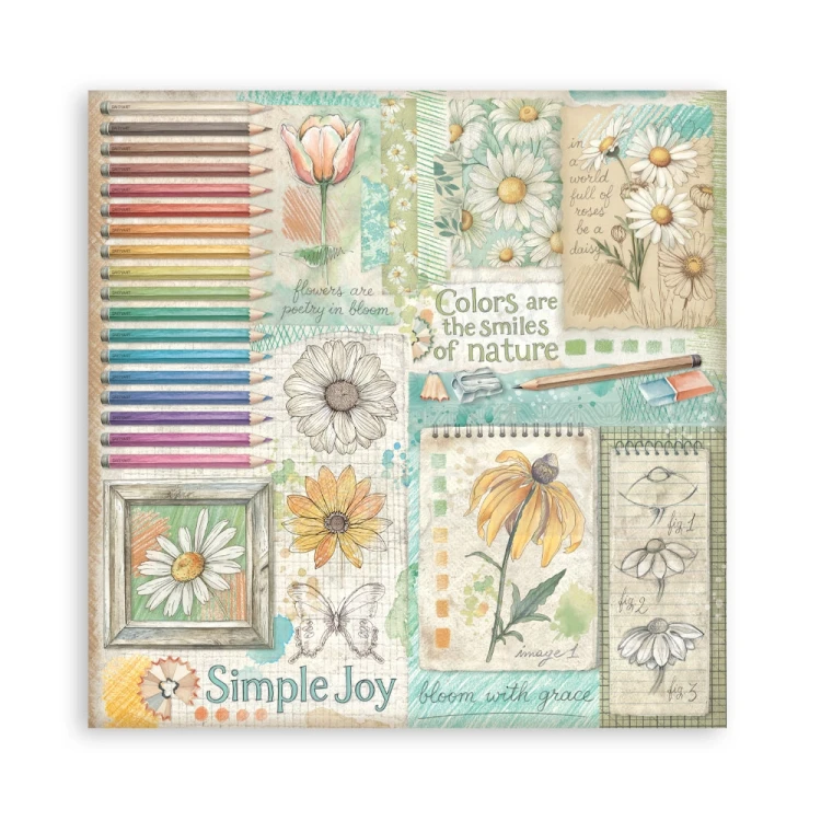 Zestaw papierów jednostronnych do scrapbookingu 20x20 Daisy Art 22 arkusze SBBSXB22 Stamperia