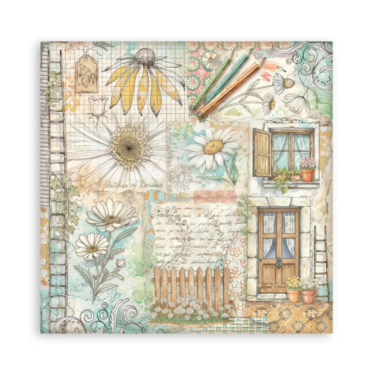 Zestaw papierów jednostronnych do scrapbookingu 20x20 Daisy Art 22 arkusze SBBSXB22 Stamperia