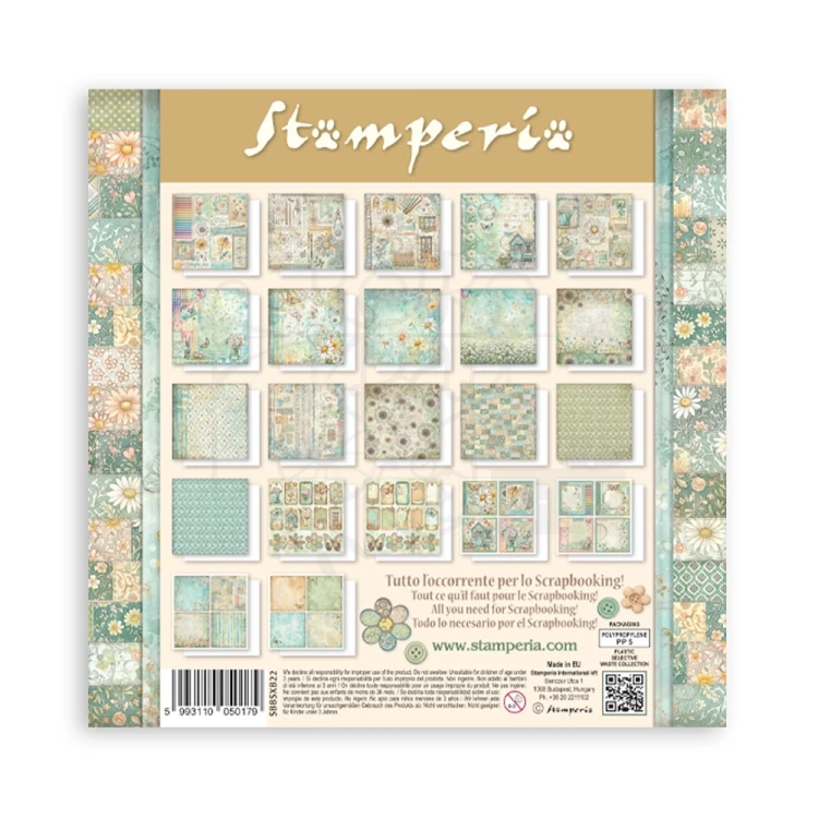 Zestaw papierów jednostronnych do scrapbookingu 20x20 Daisy Art 22 arkusze SBBSXB22 Stamperia