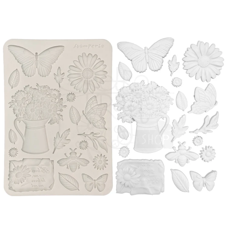 Foremka silikonowa A5 Daisy Art - Stokrotka i motyl KACMA603 Stamperia