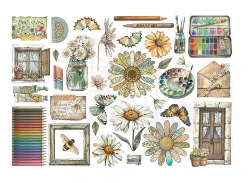 Ozdoby papierowe samoprzylepne Ephemera Daisy Art DFLCT74 Stamperia