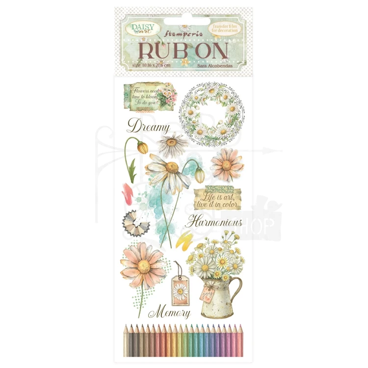 Rub-on transfer 10x21.6cm Daisy Art - Harmonia DFLRB224 Stamperia