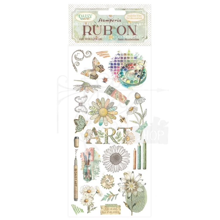 Rub-on transfer 10x21.6cm Daisy Art - Kolorowy los DFLRB221 Stamperia