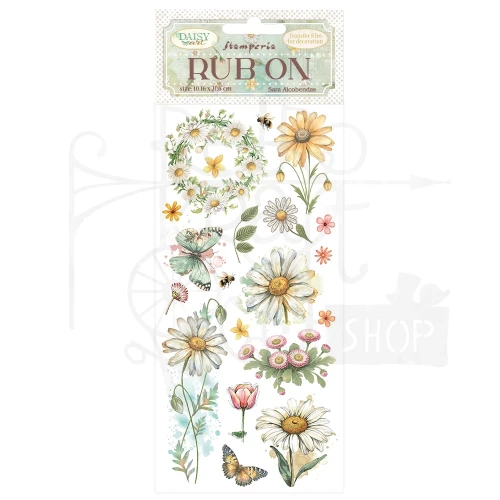 Rub-on transfer 10x21.6cm Daisy Art - Stokrotki i motyl DFLRB220 Stamperia