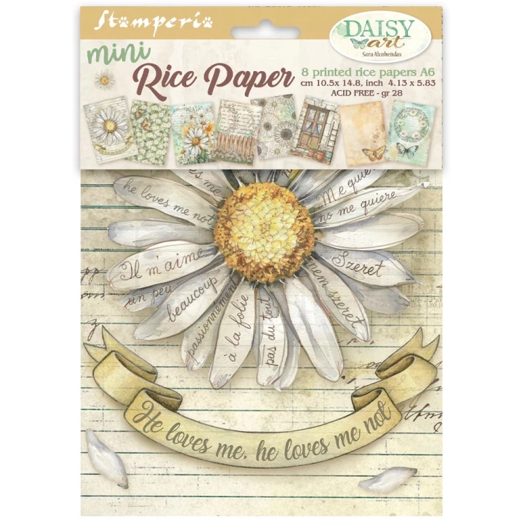 Papier ryżowy A6 Daisy Art 8szt DFSA6X04 Stamperia