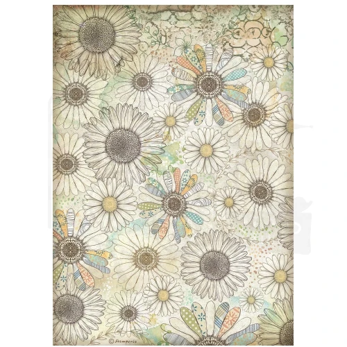 Papier ryżowy do decoupage A4 Daisy Art - Stylizowany wzór DFSA41096 Stamperia
