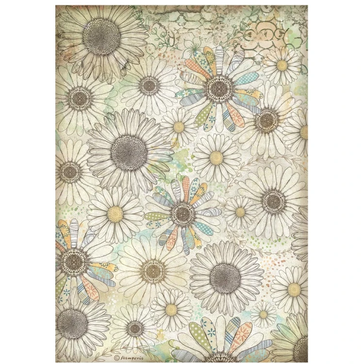 Papier ryżowy do decoupage A4 Daisy Art - Stylizowany wzór DFSA41096 Stamperia