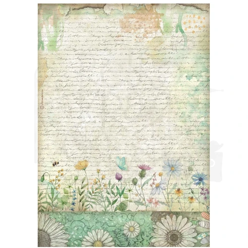 Papier ryżowy do decoupage A4 Daisy Art - List z kwiatami DFSA41098 Stamperia