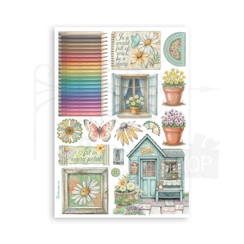 Papier washi A5 Daisy Art 8 arkuszy SBW30 Stamperia