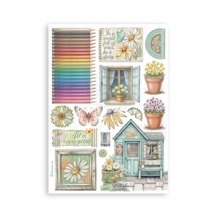 Papier washi A5 Daisy Art 8 arkuszy SBW30 Stamperia