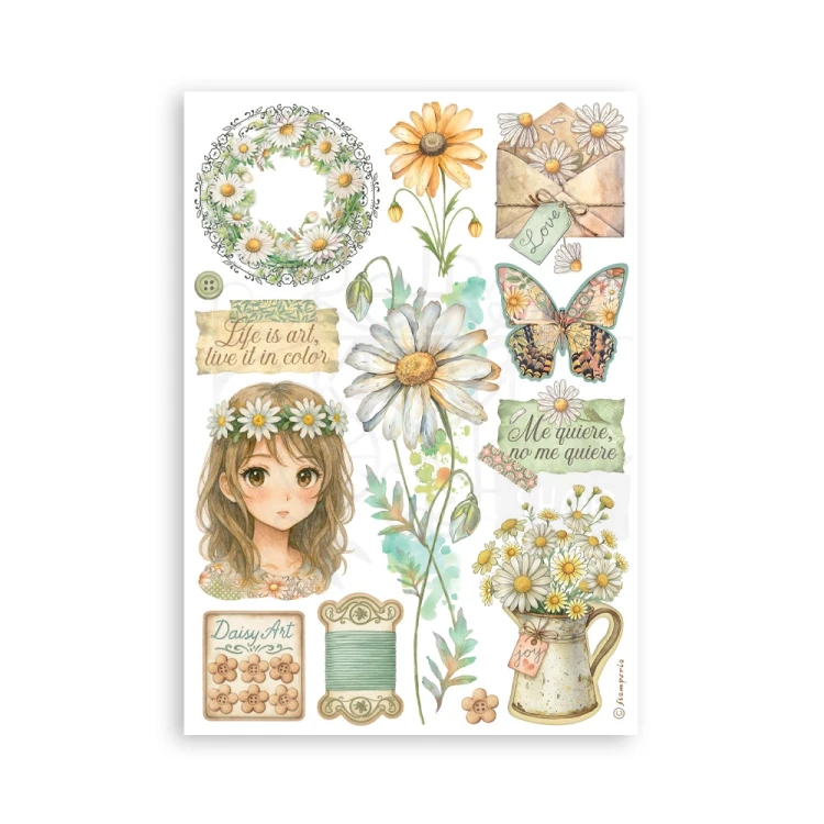 Papier washi A5 Daisy Art 8 arkuszy SBW30 Stamperia