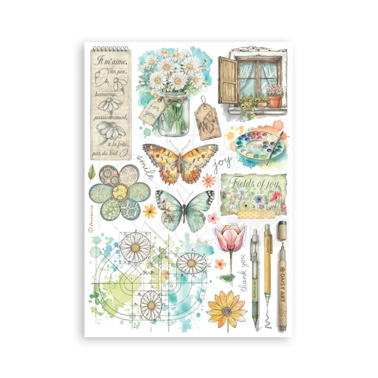 Papier washi A5 Daisy Art 8 arkuszy SBW30 Stamperia