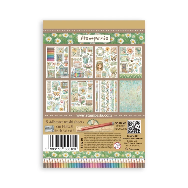 Papier washi A5 Daisy Art 8 arkuszy SBW30 Stamperia