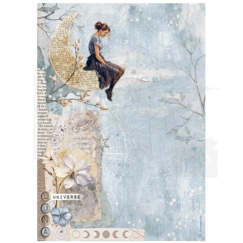 Papier ryżowy do decoupage A4 Secret Diary - Księżyc DFSA41103 Stamperia