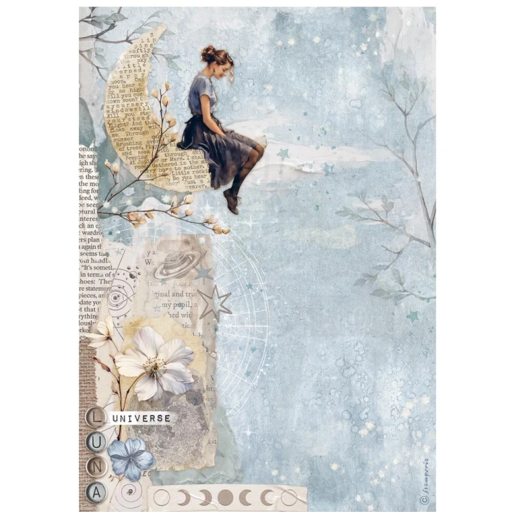Papier ryżowy do decoupage A4 Secret Diary - Księżyc DFSA41103 Stamperia