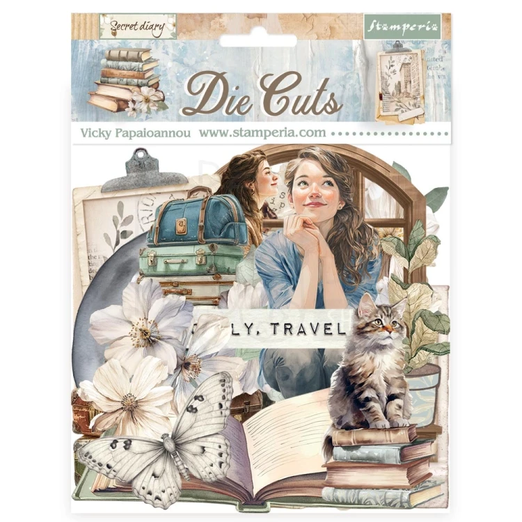 Ozdoby kształty tekturowe Die Cuts Secret Diary DFLDC128 Stamperia