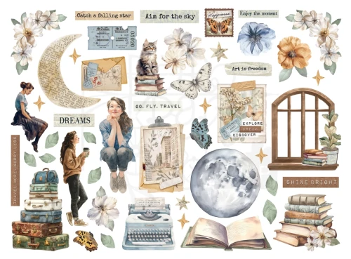 Ozdoby kształty tekturowe Die Cuts Secret Diary DFLDC128 Stamperia