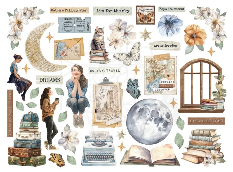 Ozdoby kształty tekturowe Die Cuts Secret Diary DFLDC128 Stamperia