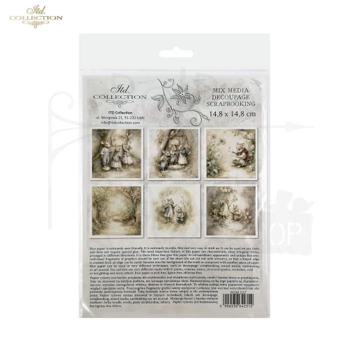 Zestaw papierów ryżowych do decoupage 14.8x14.8 Myszki retro RSM237 ITD Collection