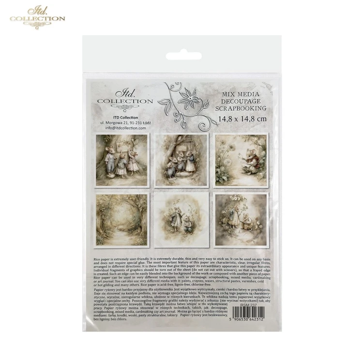 Zestaw papierów ryżowych do decoupage 14.8x14.8 Myszki retro RSM237 ITD Collection