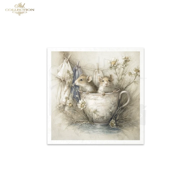 Zestaw papierów ryżowych do decoupage 14.8x14.8 Myszki retro RSM235 ITD Collection