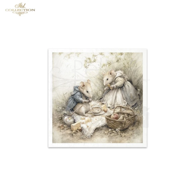 Zestaw papierów ryżowych do decoupage 14.8x14.8 Myszki retro RSM235 ITD Collection