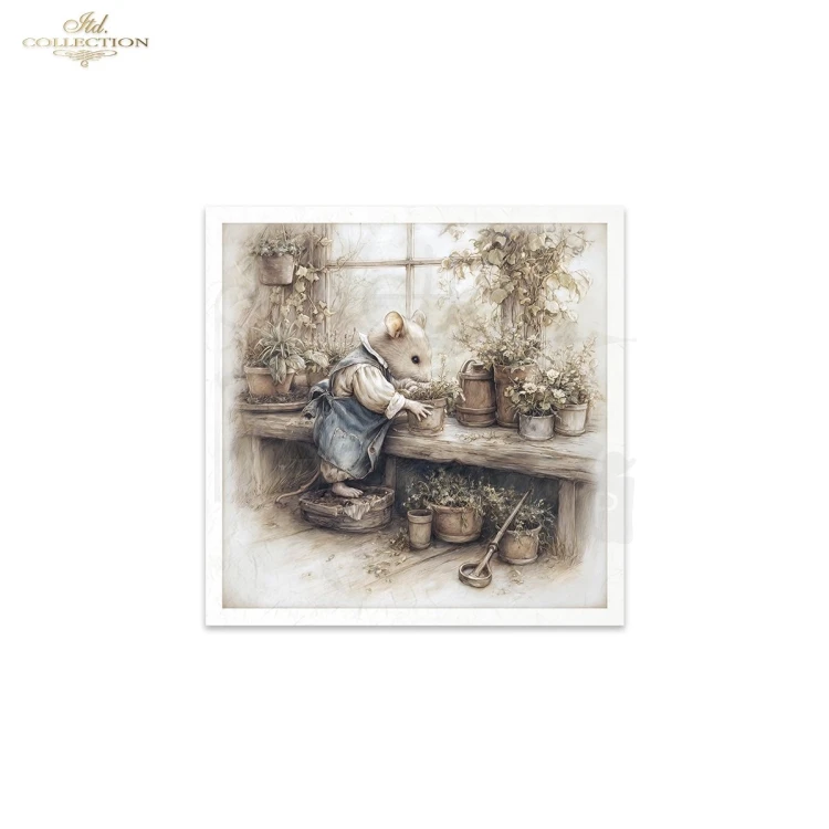 Zestaw papierów ryżowych do decoupage 14.8x14.8 Myszki retro RSM234 ITD Collection