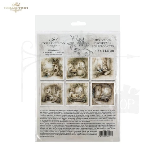 Zestaw papierów ryżowych do decoupage 14.8x14.8 Myszki retro RSM233 ITD Collection