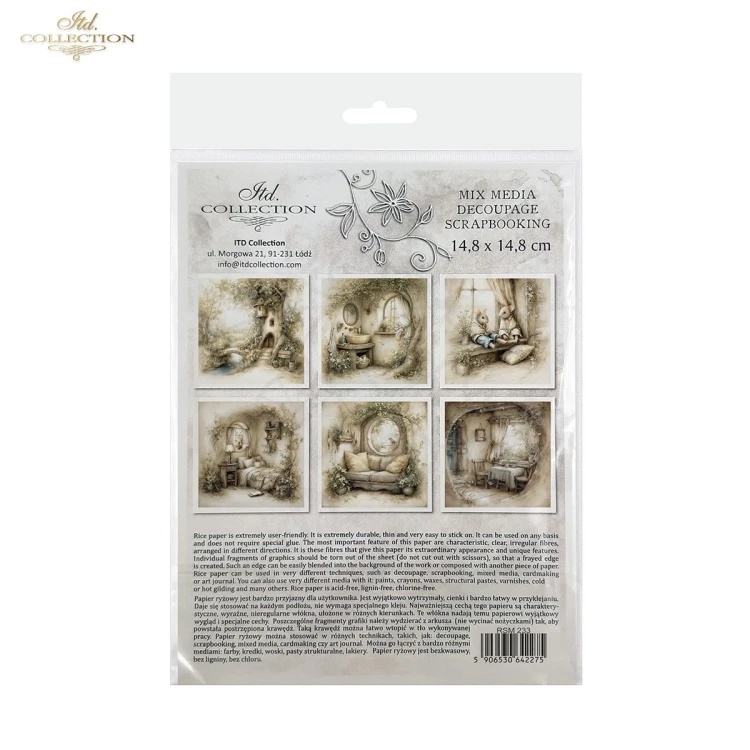 Zestaw papierów ryżowych do decoupage 14.8x14.8 Myszki retro RSM233 ITD Collection