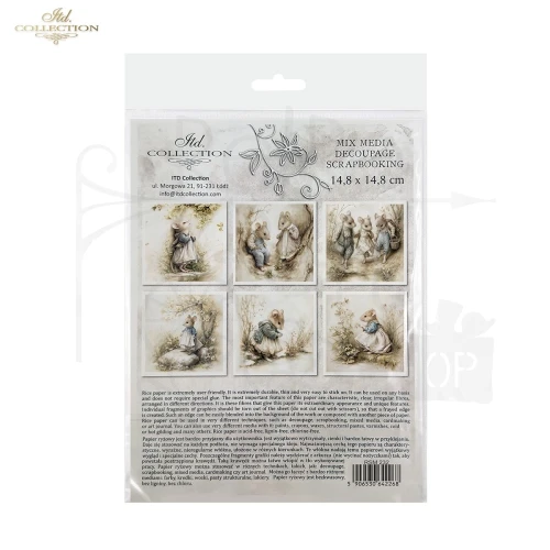 Zestaw papierów ryżowych do decoupage 14.8x14.8 Myszki retro RSM232 ITD Collection